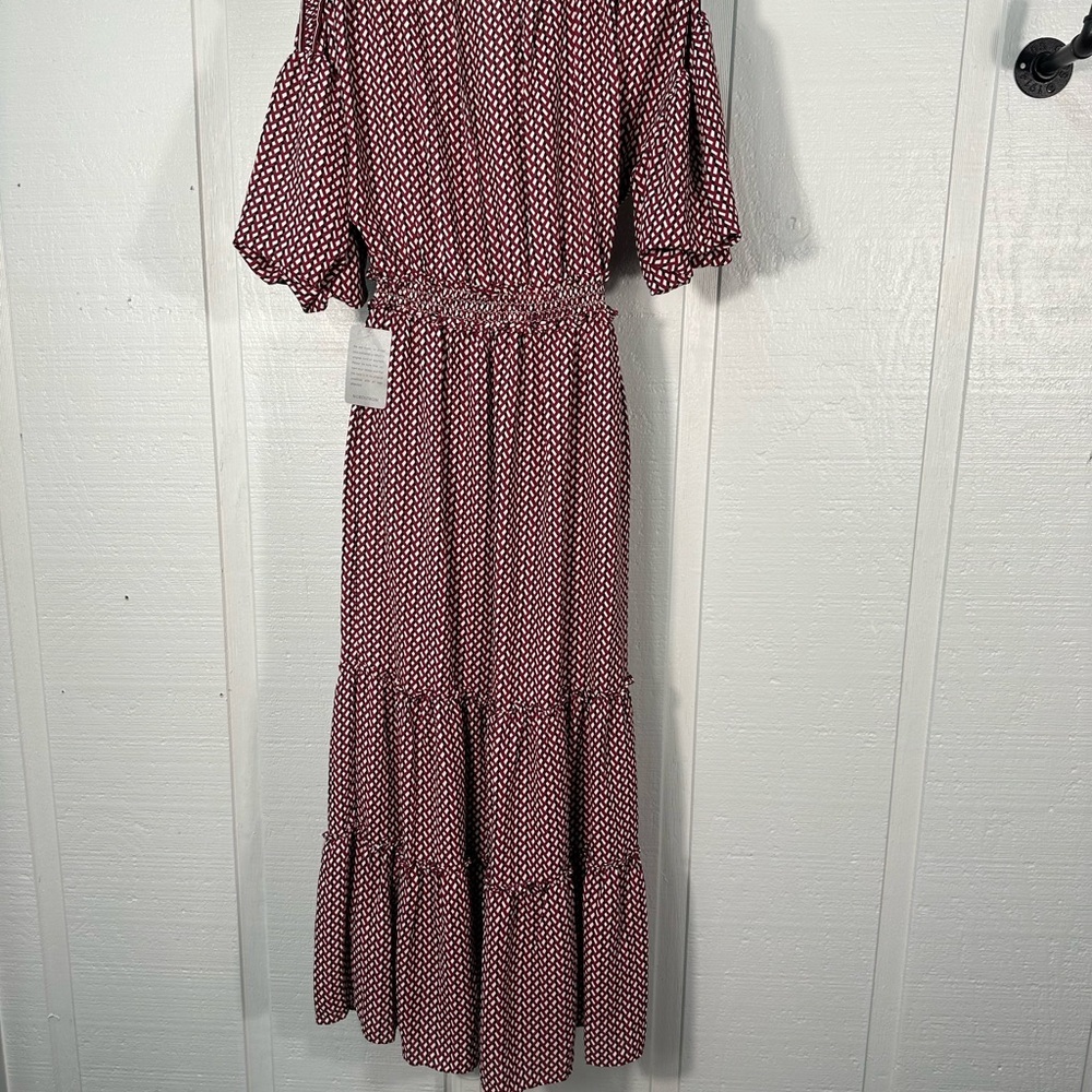 Max Studio Cream/Red Geo Print  Maxi Dress Size Small NWT - Picture 6 of 13